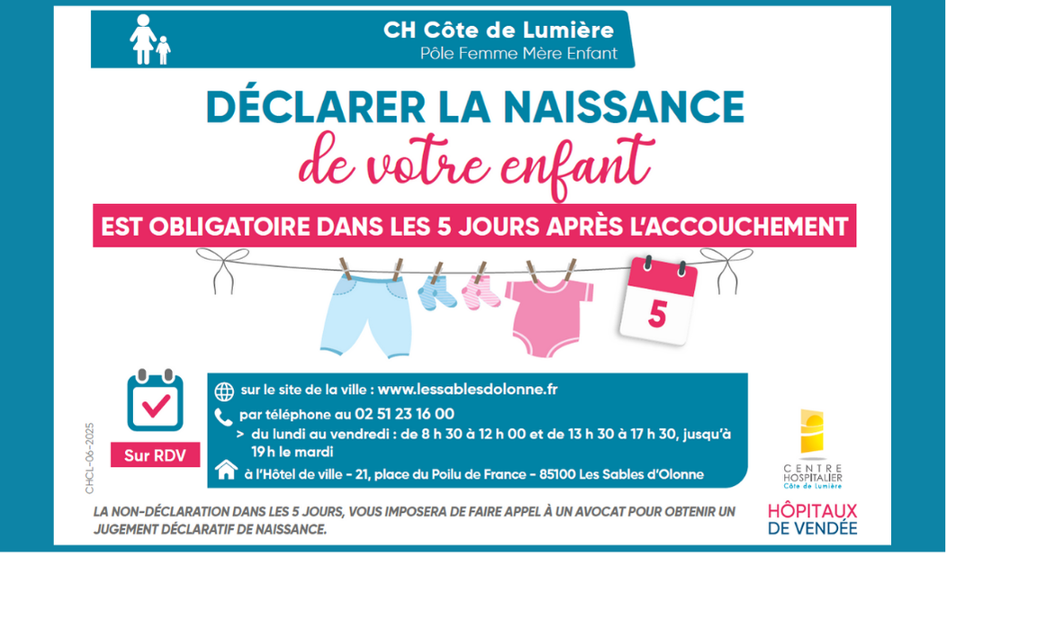 Déclaration de naissance auprès de l'état civil