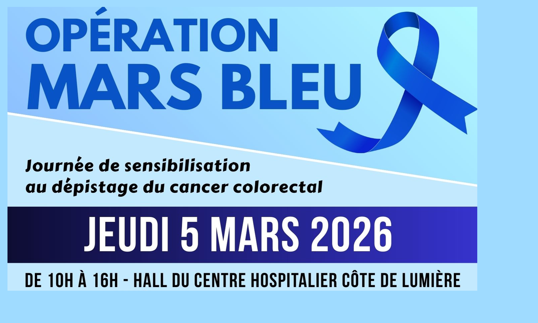 Mars Bleu : une journée de sensibilisation au dépistage du cancer colorectal au Centre Hospitalier Côte de Lumière